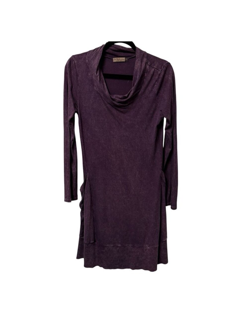 CHALET ET CECI DRESS COWL NECK LAGENLOOK BOHO SIZE XS PURPLE SLOUCHY POCKETS